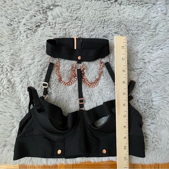 HONEY BIRDETTE MISS K Black and Rose Gold Suspender Garter Belt XS - Picture 8 of 16